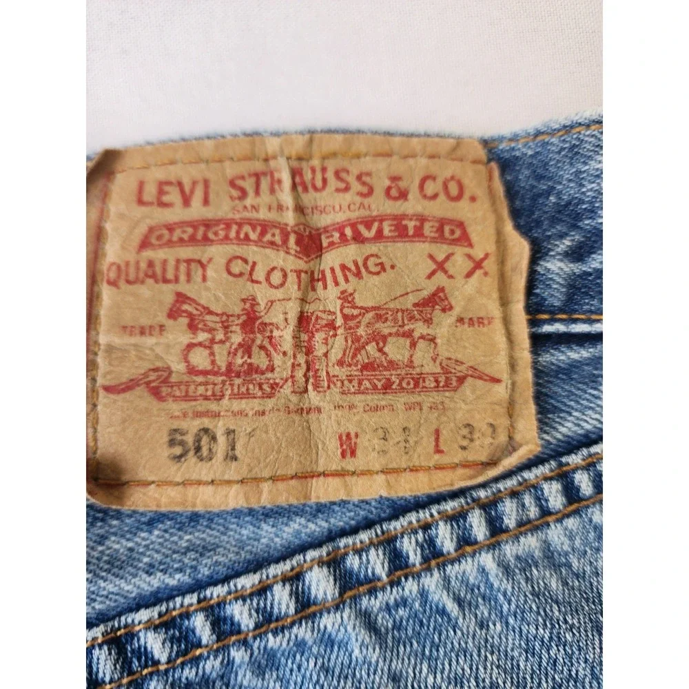 Levi's 501 Original Button Fly Jeans Men's W34 L30 Light Wash Straight Leg 100%